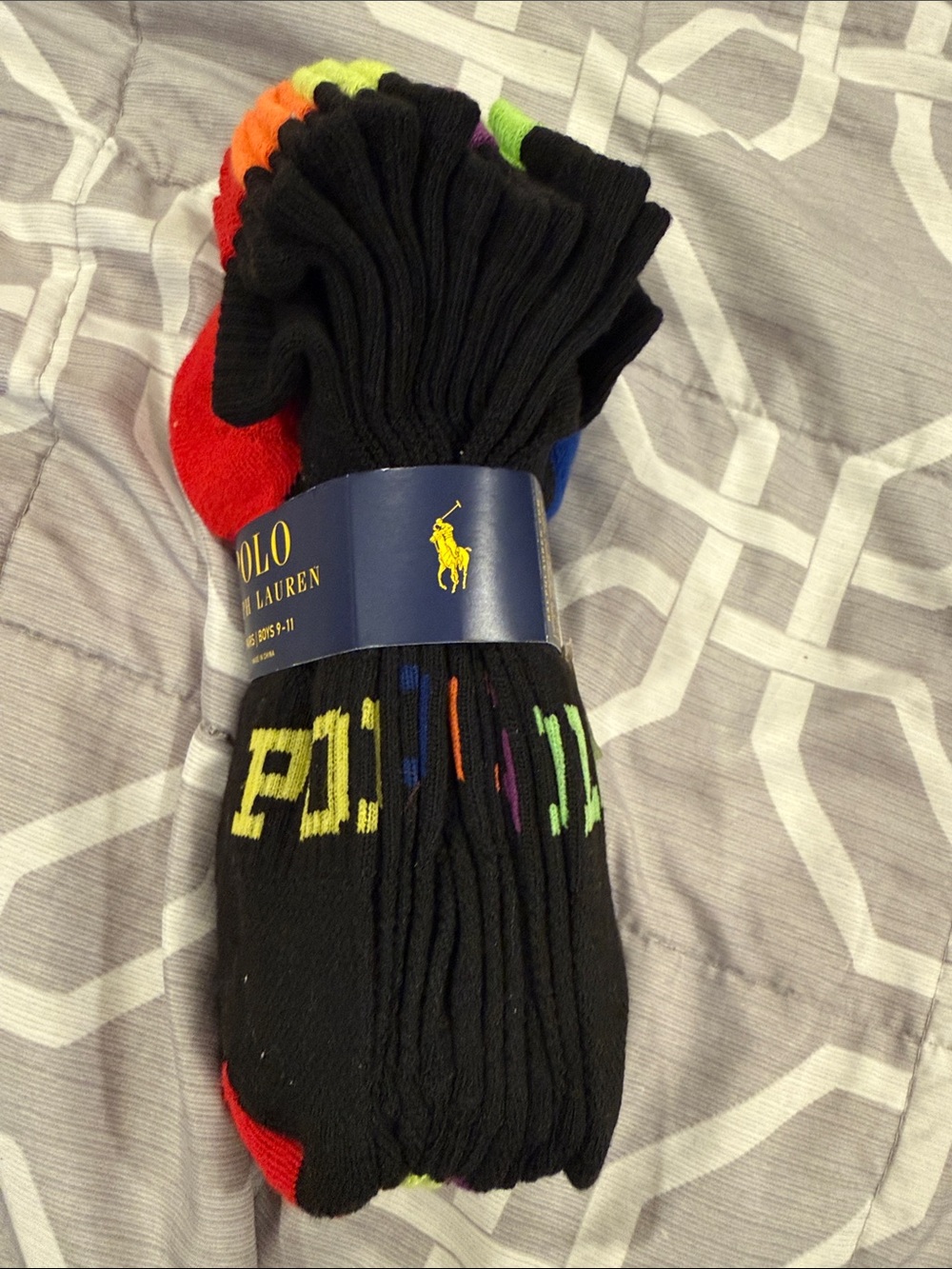 Polo by Ralph Lauren Black Crew Socks - Multicolor Accents kid’s
